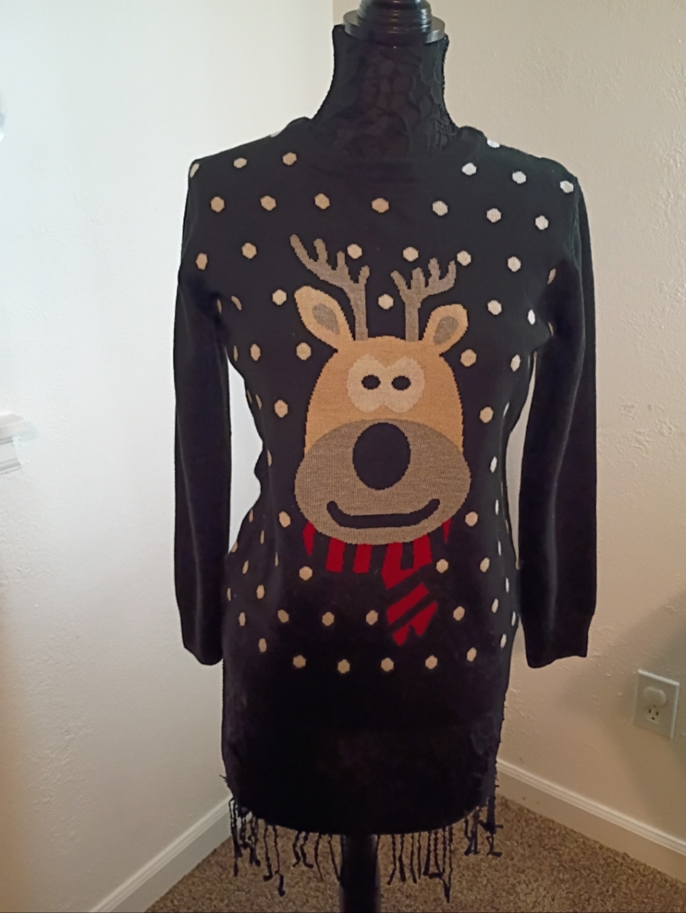 Festive Black Reindeer Sweater